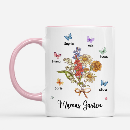 8995MGE1 mamas garten personalisiertes geschenk garten oma mama tasse schmetterlinge blumenstrauss 8995m8e1a