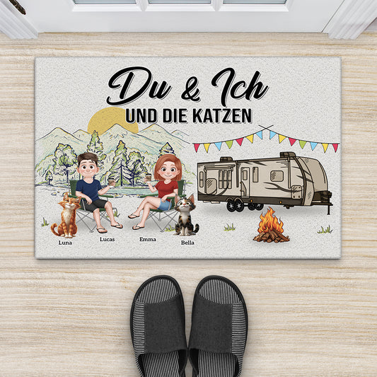 8998DGE1 du ich und die katzen personalisierte paar geschenke fussmatte camping 8998d3d1d