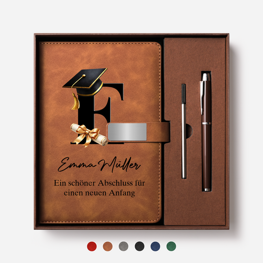 9077MGE1 abschluss personalisiertes geschenk notizbuch mit stift 9077mo7ms