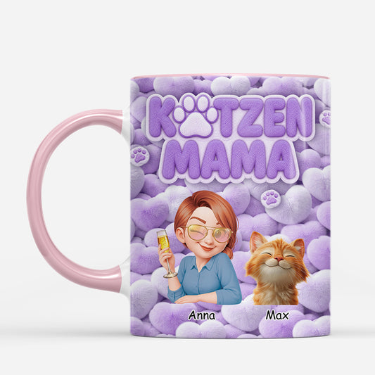 9096MGE2 3d druck effekt katzenmama katzenpapa personalisierte geschenke katze tasse pompon 9096madwd