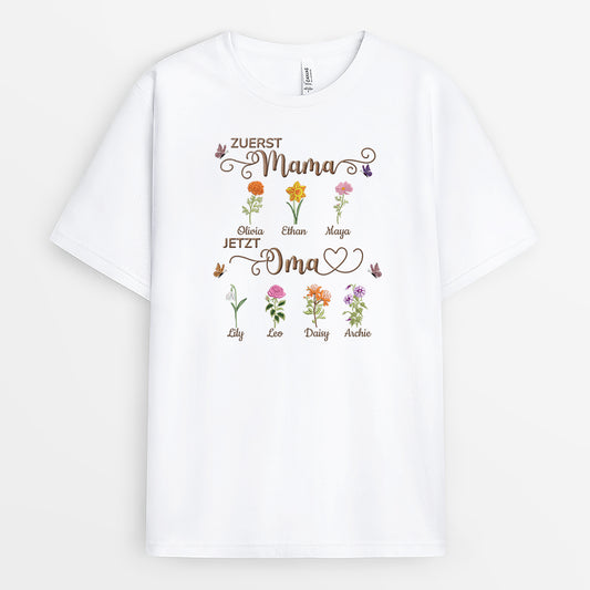 9266AGE1 zuerst mama jetzt oma personalisierte geschenke fur frauen t shirt blumen schmetterlinge 9266a8fka