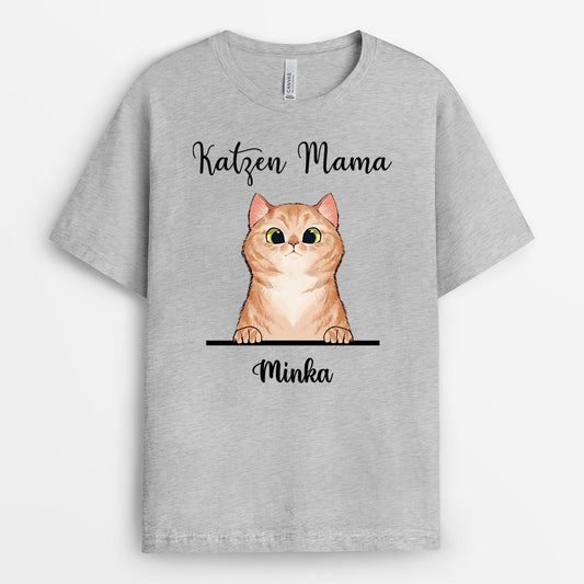 0400AGE1 Personalisierte Geschenke T Shirt Katze Katzenmama Katzenpapa