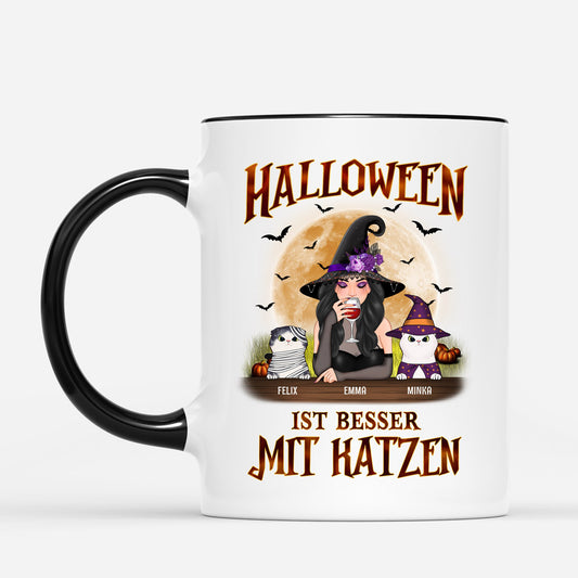 0452M235DGE1 Personalisierte Geschenke Tasse Katzen Mama Hexe Halloween