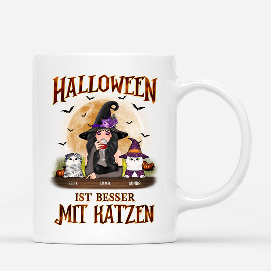 0452M235DGE2 Personalisierte Geschenke Tasse Katzen Mama Hexe Halloween