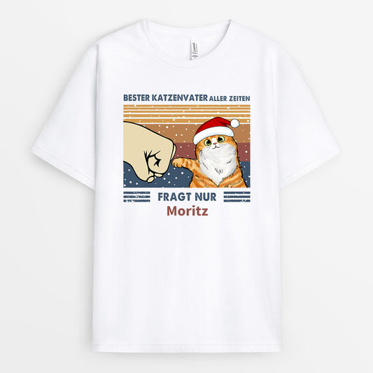 0528AGE1 Personalisierte Geschenke T Shirt Weihnachten Katzen Katzenbesitzer