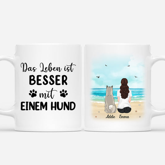 0561MGE1 Personalisierte Geschenke Tasse See Frau Hund Hundebesitzer