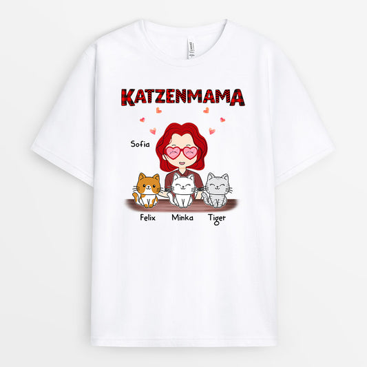 0596AGE1 Personalisierte Geschenke T Shirt Katzen Katzenmama Katzenbesitzer Weihnachten