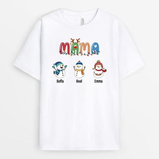 0641AGE1 Personalisierte Geschenke T Shirt Schneemanner Mama Oma Weihnachten