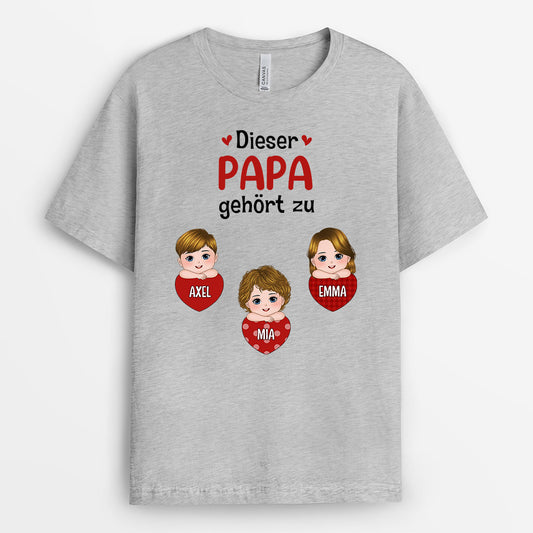 0696AGE2 Personalisierte Geschenke T Shirt Kinder Papa Opa