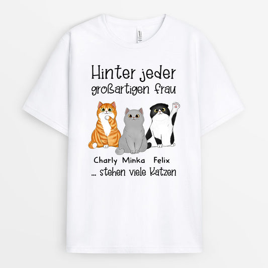 0763AGE1 Personalisierte Geschenke T Shirt Katze Katzenvater Katzenbesitzer