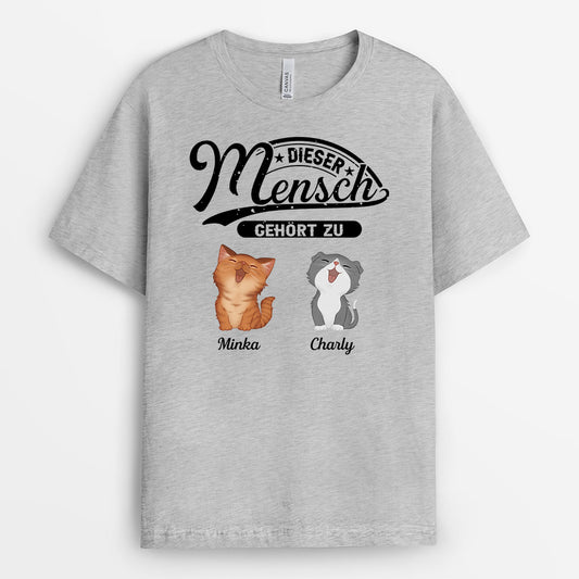 0843AGE2 Personalisierte Geschenke T Shirt Katze Katzenliebhaber Katzenbesitzer