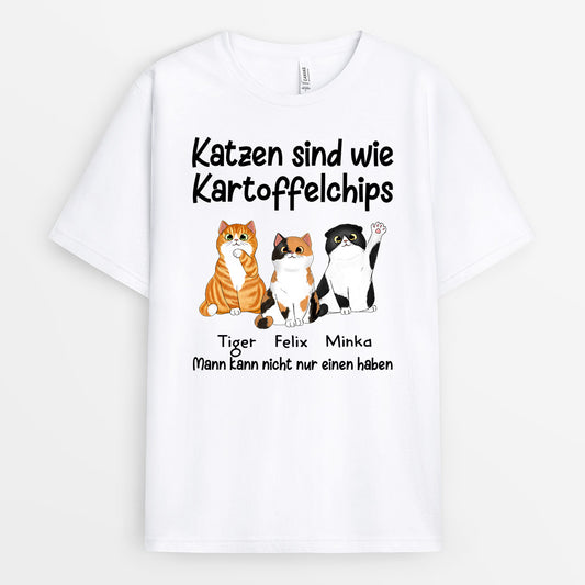 0874AGE1 Personalisierte Geschenke T Shirt Katzen Katzenliebhaber Katzenbesitzer