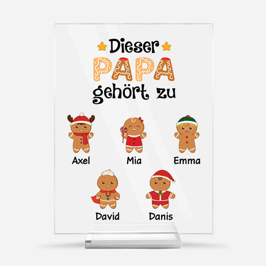 0661RGE1 dieser papa gehort zu lebkuchenmann personalisierte acryl plakette papa weihnachten 0661R8Q7B