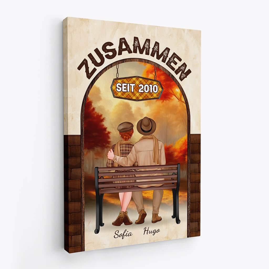 1221CGE2 Personalisierte Geschenke Leinwand Zusammen Paar Herbst_jpg