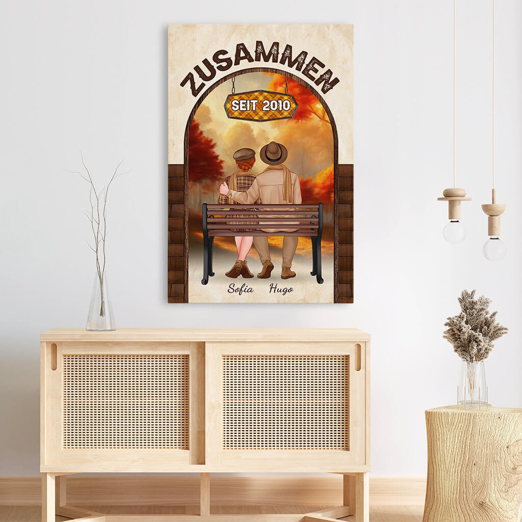 1221CGE3 Personalisierte Geschenke Leinwand Zusammen Paar Herbst_jpg