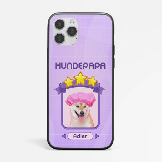 1258FGE1 personalisierte susse hundepapa lila iphone 12 handyhulle