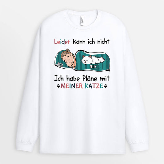 1287NGE1 personalisiertes ich habe plane mit meiner sussen katze langarmshirt