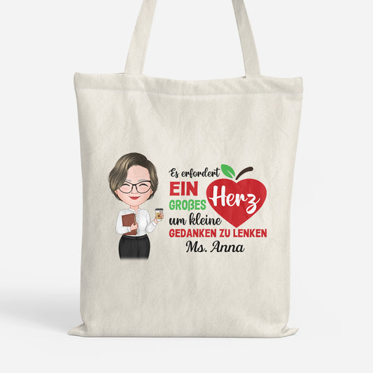 1289BGE1 personalisierte grosses herz um kleine gedanken zu lenken tragetasche