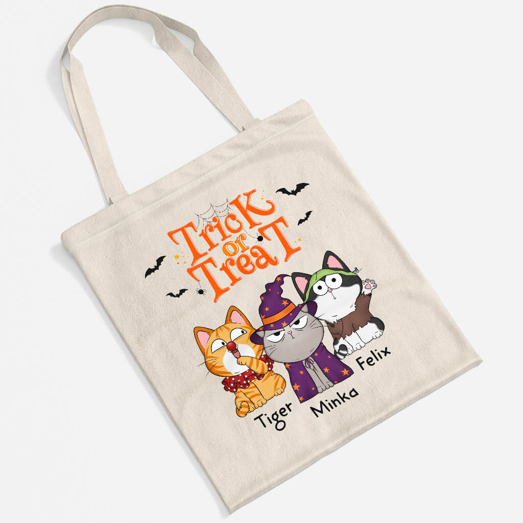 1294BGE2 personalisierte susses oder saures halloween katzen tragetasche