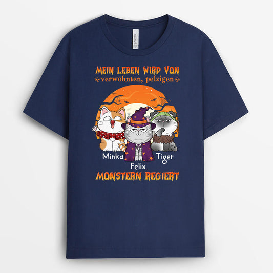 1303AGE2 personalisiertes mein leben wird von katzen regiert halloween t shirt