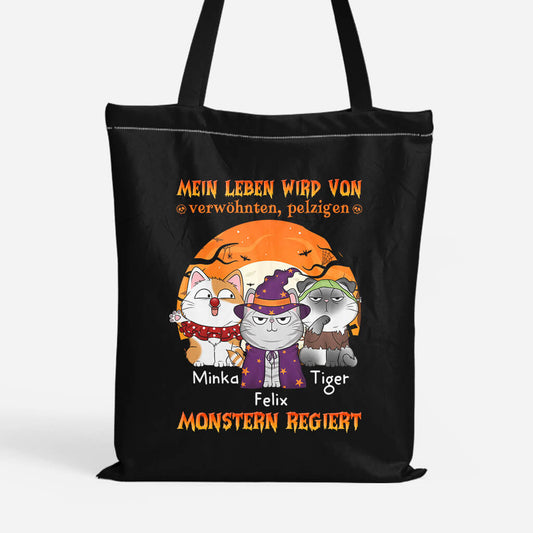 1303BGE1 personalisierte mein leben wird von katzen regiert halloween tragetasche