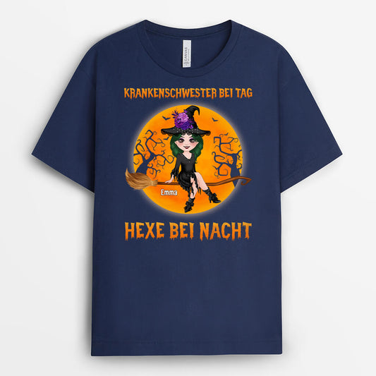 1331AGE2 personalisiertes lehrerin bei tag hexe bei nacht halloween t shirt