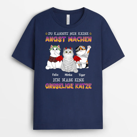1336AGE2 personalisiertes du kannst mir keine angst machen katzen halloween t shirt