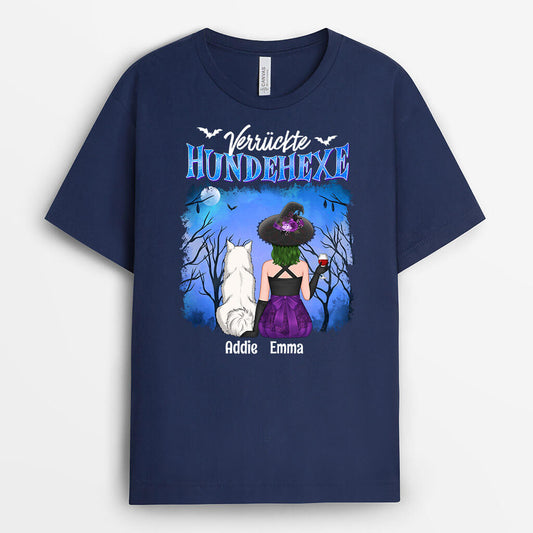 1339AGE1 personalisiertes verruckte hundehexe halloween t shirt