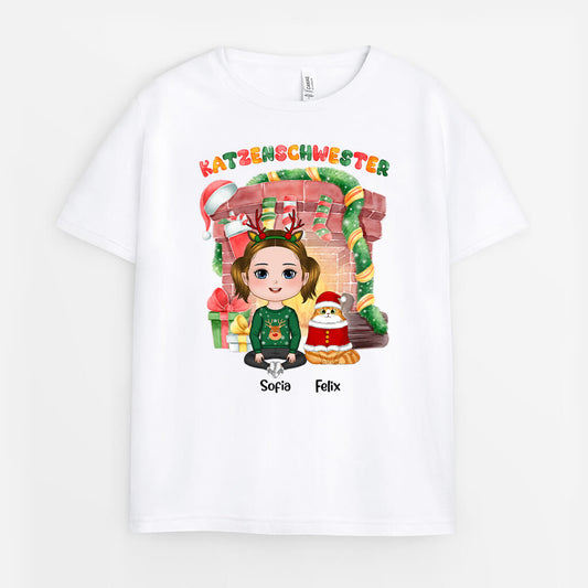 1363AGE1 personalisiertes katzenbruder weihnachten kinder t shirt