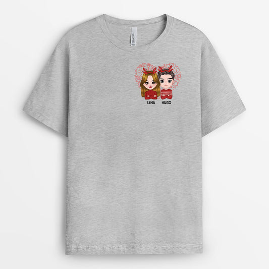 1378AGE2 personalisierter paar mit herz weihnachten tshirt