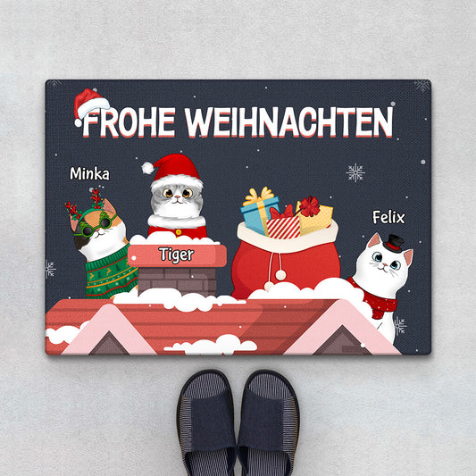 1394DGE1 personalisierte frohe weihnachten katzen fussmatte