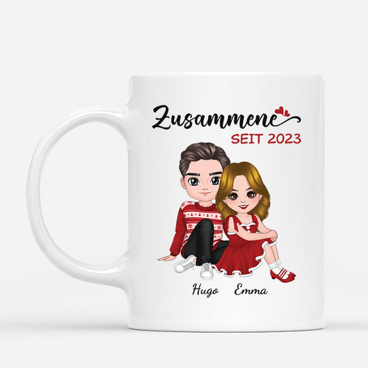 1470MGE1 zusammen seit weihnachten personalisierte tasse fur paare 1470m