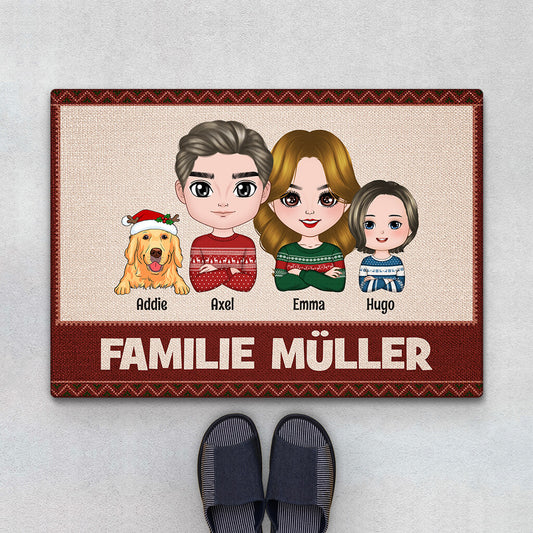 1494DGE1 personalisierte die familie zu weihnachten fussmatte