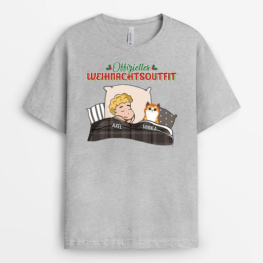 1543AGE1 personalisiertes offizielles weihnachtsoutfit mit katzen t shirt