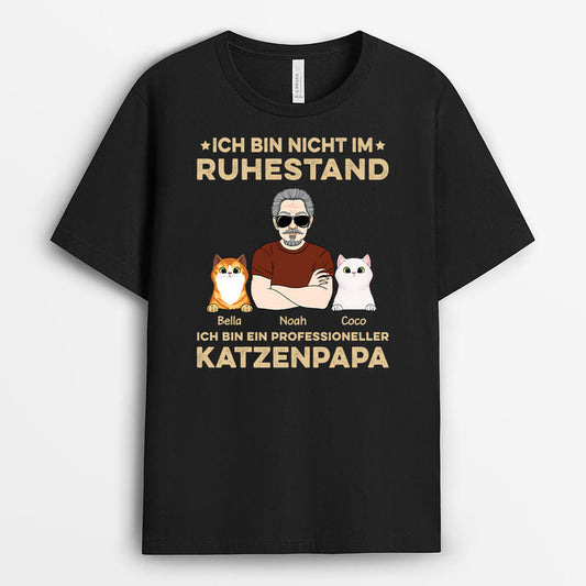 1624AGE2 personalisiertes ich bin nicht im ruhestand mit katzen t shirt