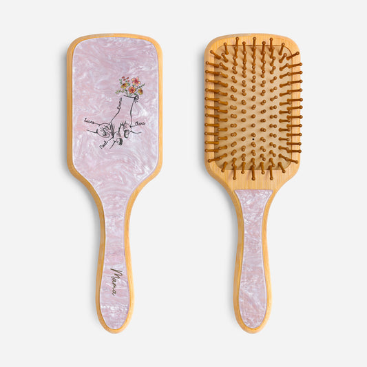 1672AGE1 hand in hand blumen personalisiertes geschenk  uv druck acetat  holz haarburste mamaoma 1672aq6p5a