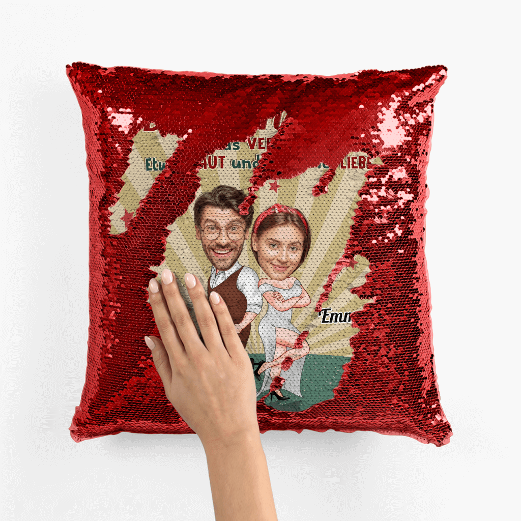 1820PGE2 personalisiertes das sind wir pailletten kissen
