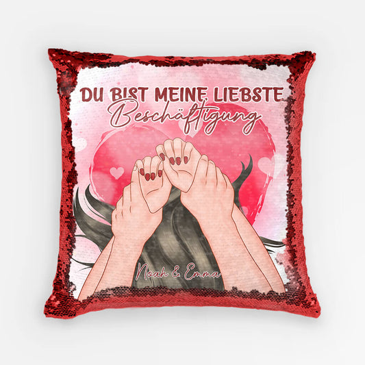 1833PGE1 personalisiertes du bist meine liebste beschaftigung pailletten kissen