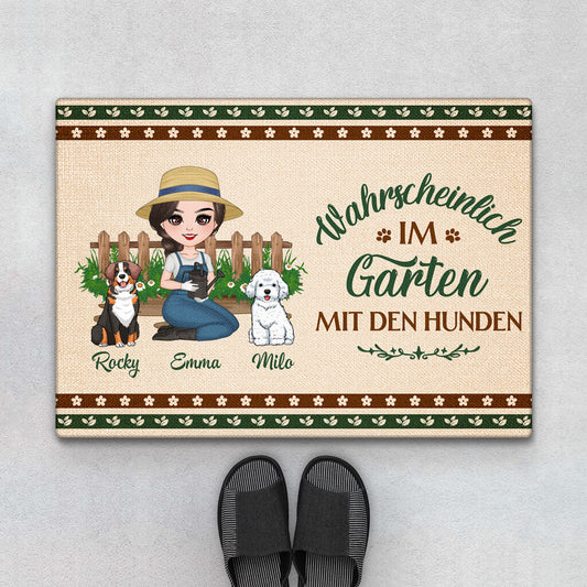 1876DGE1 personalisierte wahrscheinlich im garten mit hunden fussmatte