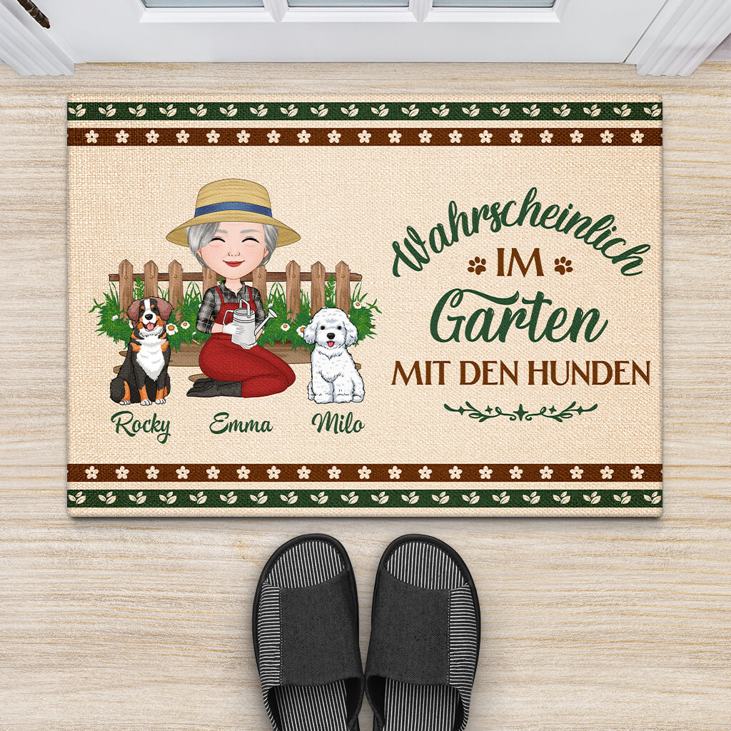 1876DGE2 personalisierte wahrscheinlich im garten mit hunden fussmatte
