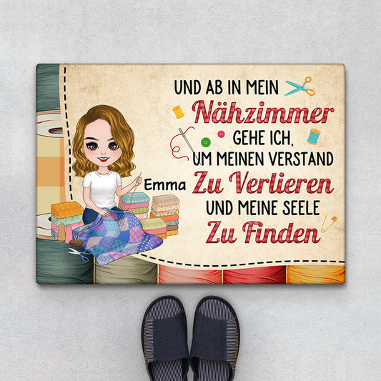 1905DGE1 personalisierte und in die nahstube verliere ich den verstand und finde meine seele fussmatte