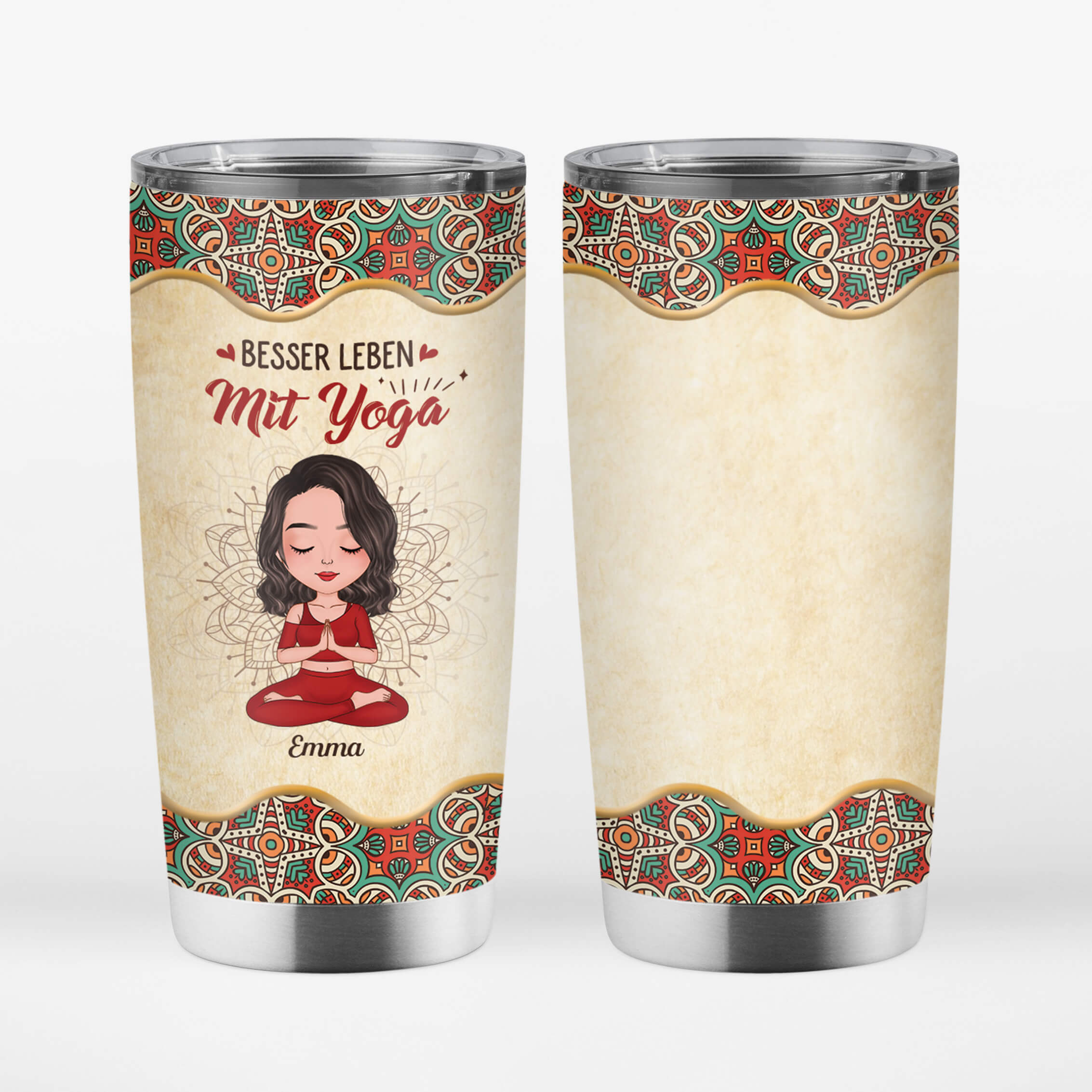1907TGE1 personalisierter besser leben mit yoga thermobecher