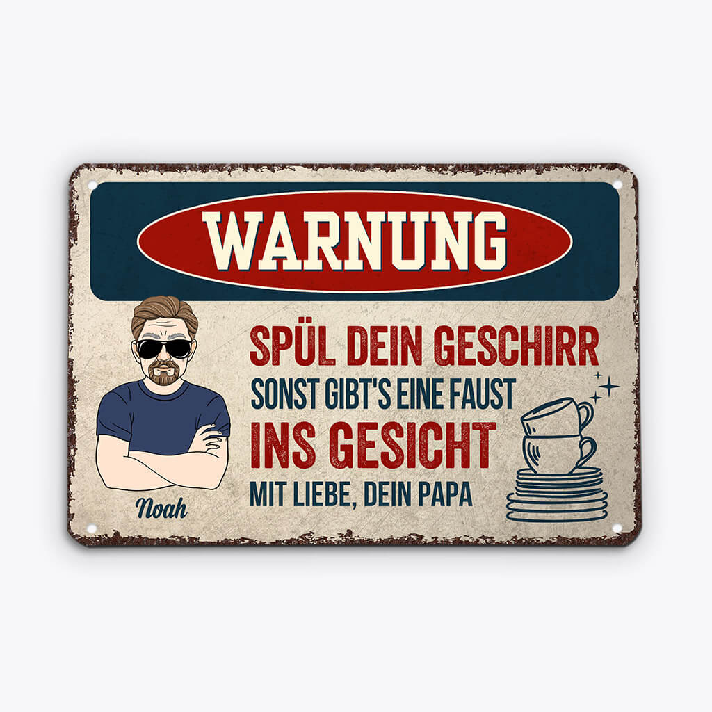 1989EGE2 personalisiertes spul dein geschirr sonst gibts eine faust ins gesicht turschild