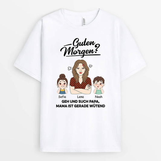 2023AGE1 personalisiertes guten morgen geh und such papa t shirt
