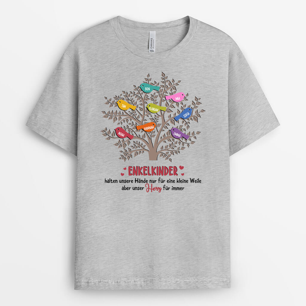 2042AGE2 personalisiertes enkelkinder halten unsere hande nur fur eine weile aber unsere herzen fur immer t shirt