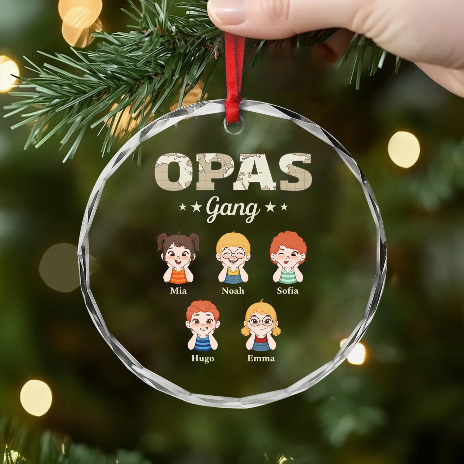 2317OGE2 papas gang weltkarte personalisierte glas ornamente papa opa 2317OKL0B