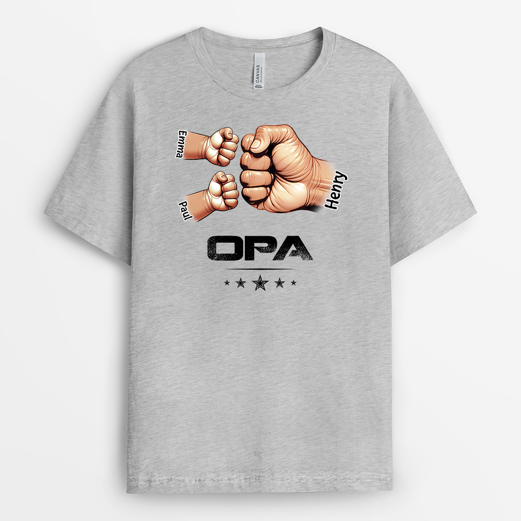 2407AGE2 papa und kinder mit fausten t shirt papa personalisiert_ mit lebendigen zeichnung 2407A5H5B