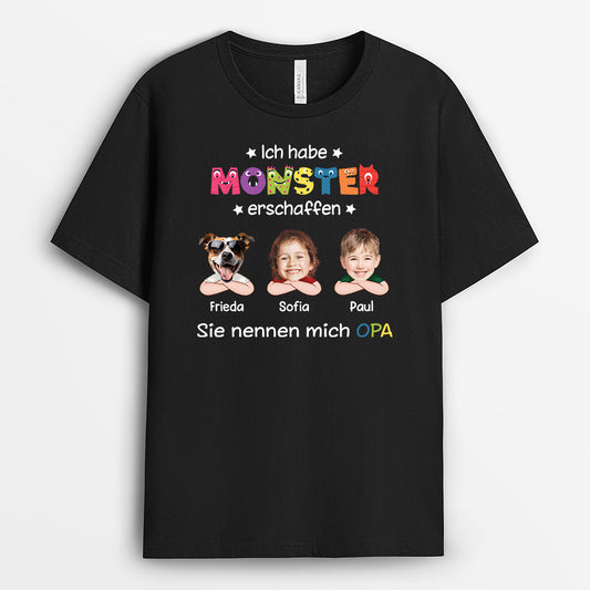 24155GE1 personalisiertes ich habe monster erschaffen sie nennen mich opa papa kinder und haustiere t shirt 2415_8d0e4681 ca4c 4115 bb6f f543144b42cb