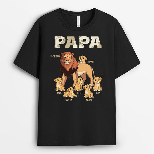 2430AGE1 papa kinder lowe weltkarte  t shirt papa personalisiert