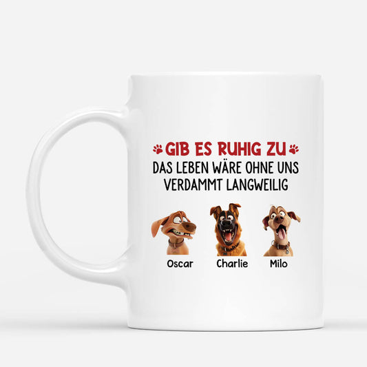 2801MGE1 personalisierte hunde tasse ein leben ohne hund ist moglich aber sinnlos cartoon 2801M